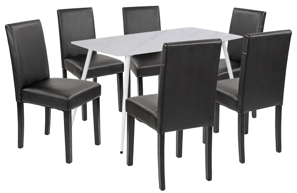 Set de masă Megan 6+1 alb-negru