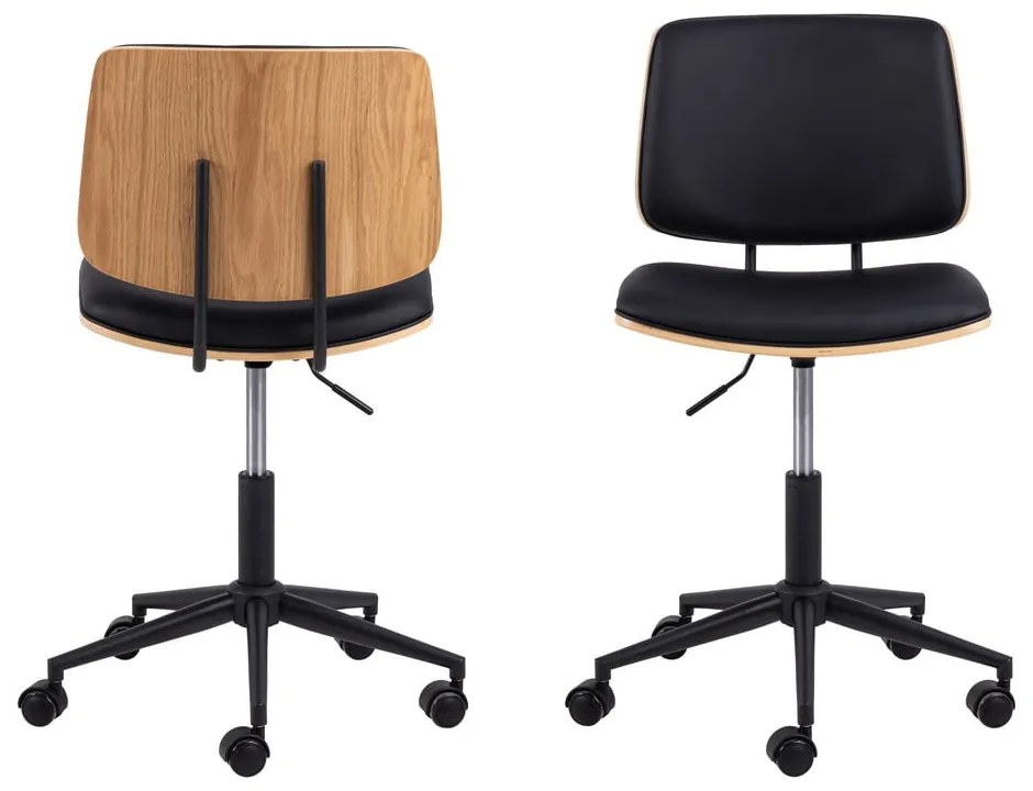 Scaun de birou negru din imitație de piele Owen – Actona