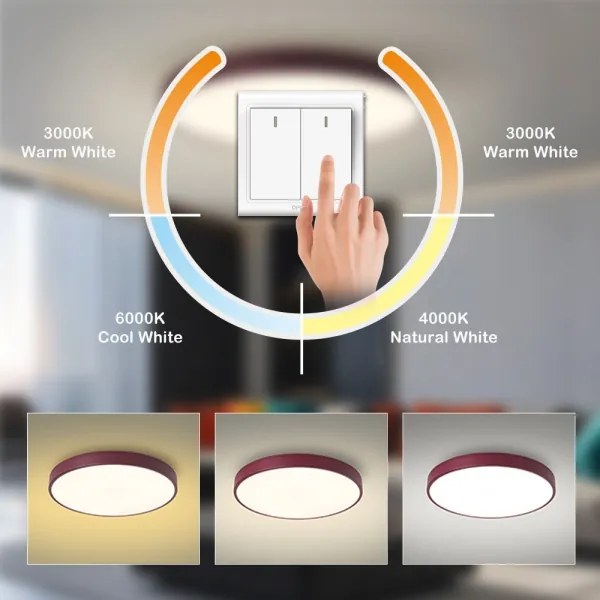 Brilagi-LED Plafonieră POOL LED, 48W, 230V, 3000/4000/6000 K, 40 cm, vișiniu