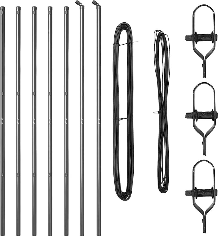 vidaXL Stâlp de gard. 7 pcs Gri Oțel