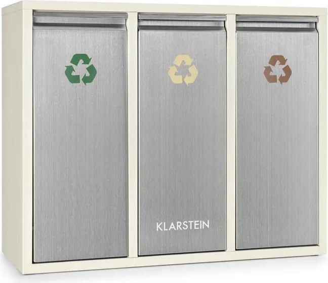 Klarstein ORDNUNGSHÜTTER 3, 45 L, alb-crem, cutie pentru deșeuri, 3 X 15 L