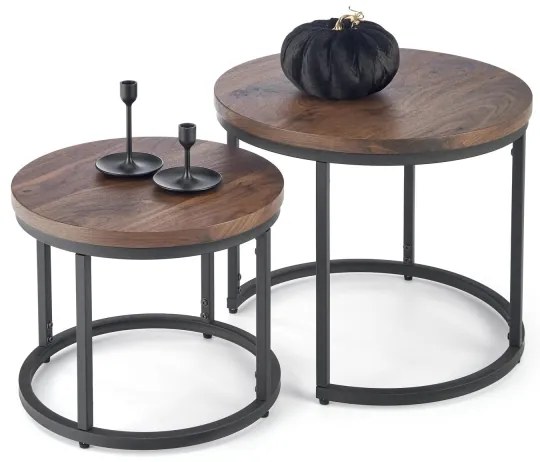 SET 2x Masă de cafea OREO pr. 43/53 cm negru/nuc