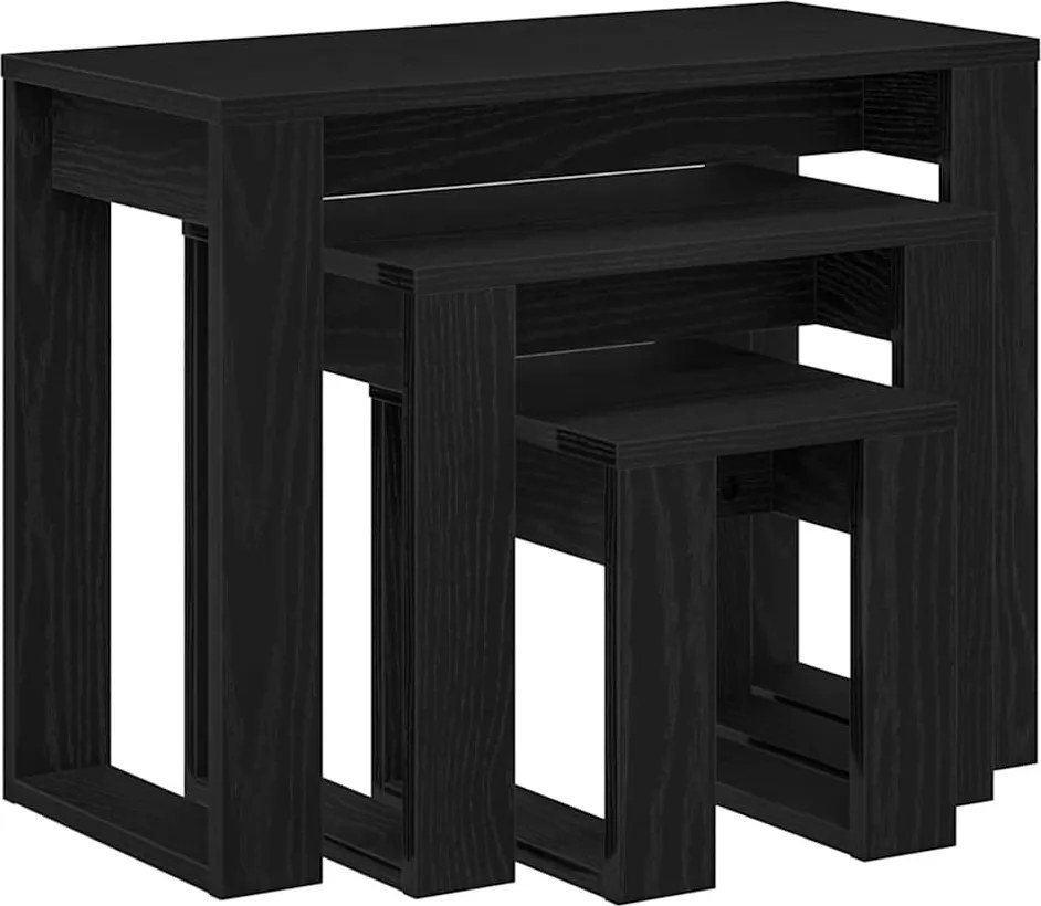 vidaXL Mese în cuiburi 3 pcs Stejar Negru Lemn compozit