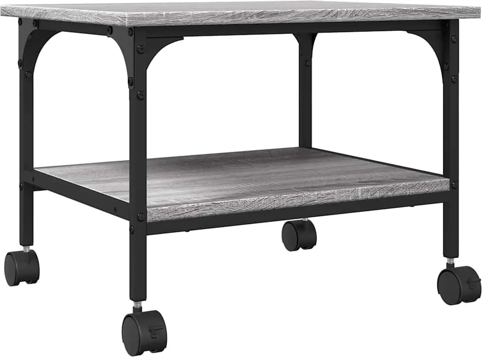 vidaXL Suport imprimantă, 2 niveluri, gri sonoma, 50x40x38 cm, lemn