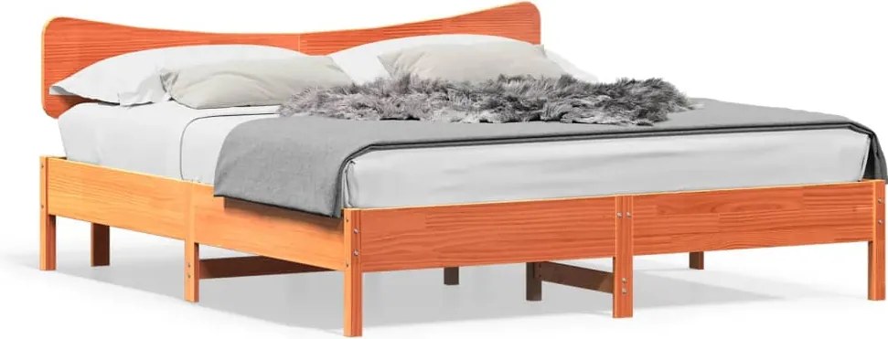 vidaXL Cadru de pat fără saltea, maro ceruit 180x200 cm lemn masiv pin