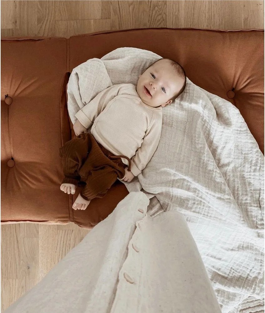 Fotoliu extensibil pentru copii cu taburet Karup Design Mini Cube Creamy