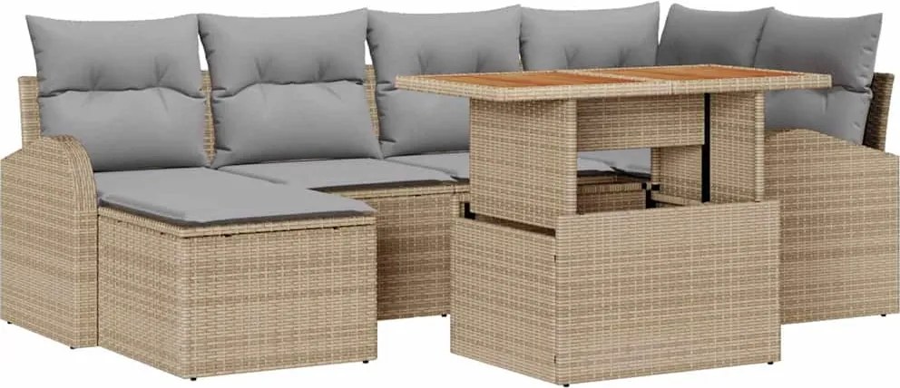 vidaXL Set de canapele pentru grădină 7 pcs bej și gri deschis