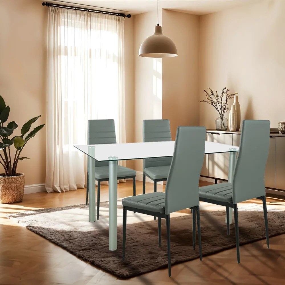 Set de masă Verna 4+1 gri-negru