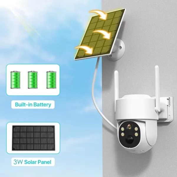 Immax NEO 07820L - Cameră solară inteligentă de exterior cu senzor, acumulator 6000 mAh, IP65