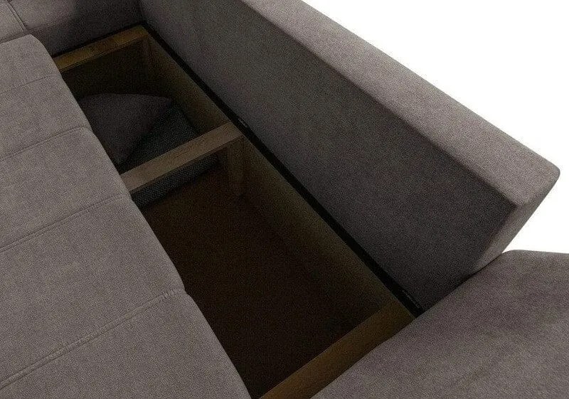 Colțar extensibil dumonde cu ladă de depozitare si sezut confortabil din spuma high-density, Loana Enjoy Kaki II 270x185 cm