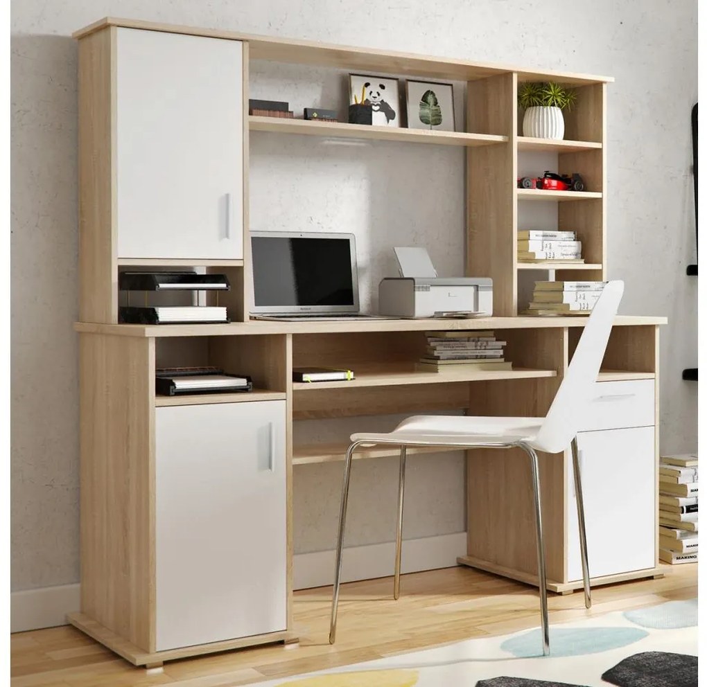 Birou ELIAN cu poliță, stejar sonoma/alb