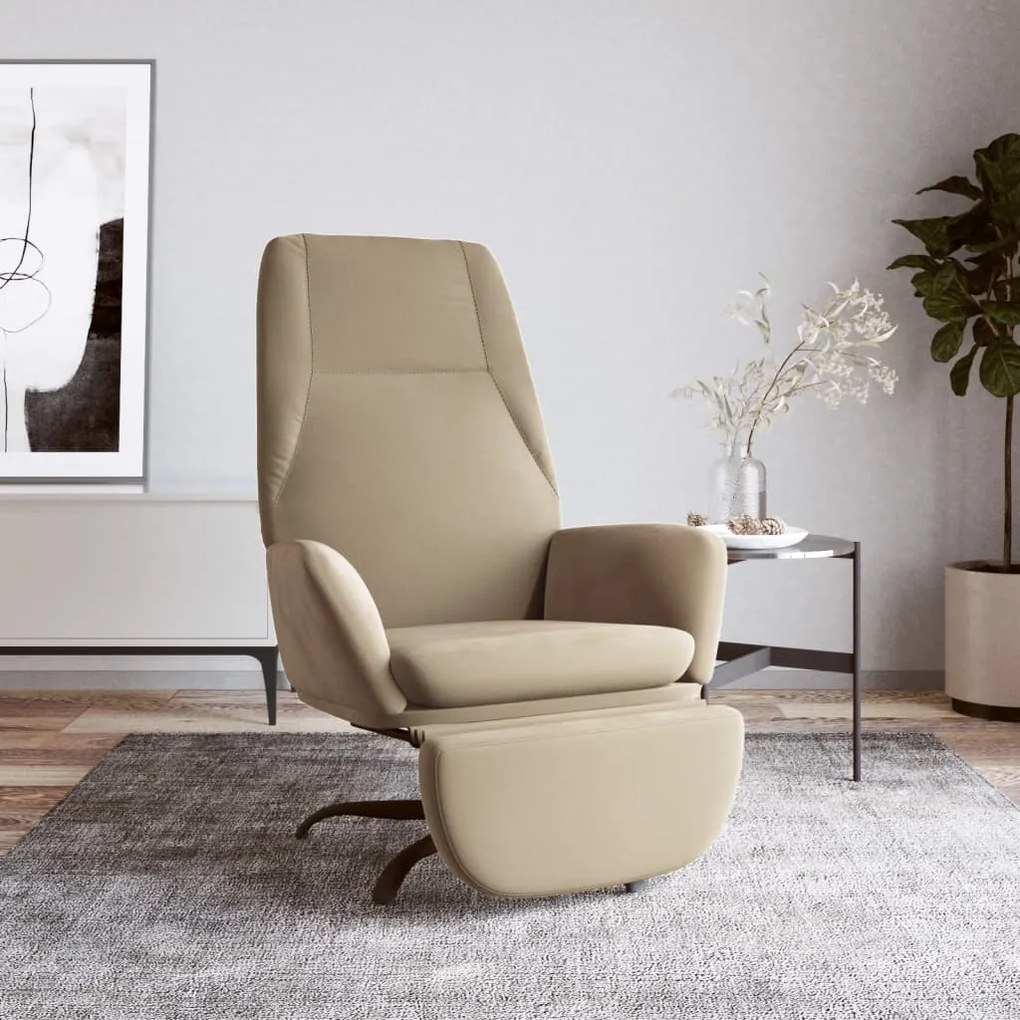 3097867 vidaXL Scaun de relaxare cu taburet, gri deschis, microfibră