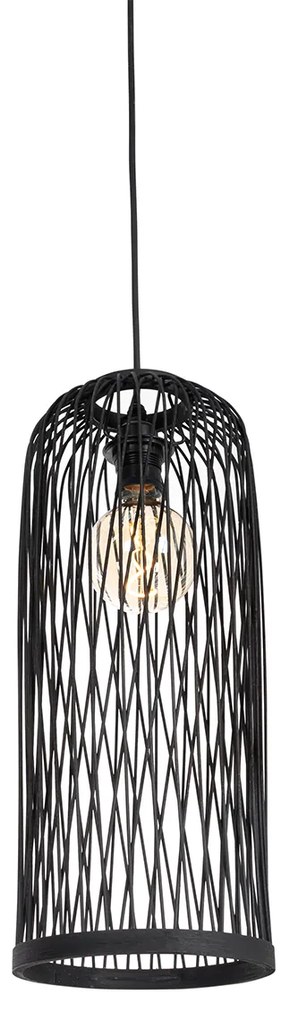 Lampă suspendată rustică pentru exterior din ratan negru cu 3 lumini - Calamus