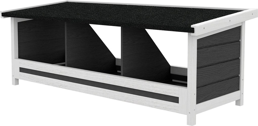 PawHut Cuibar pentru găini cu 3 compartimente, cu bază înălțată și acoperiș, din lemn și bitum, 95x37x34 cm, gri | Aosom Romania