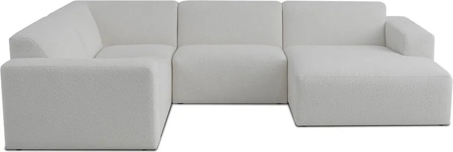 Colțar alb cu tapițerie din stofă bouclé (în formă de "U") Roxy – Scandic