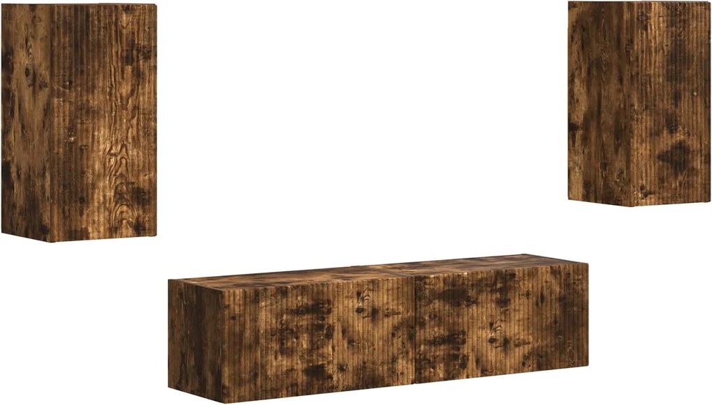 vidaXL Set comodă TV 4 pcs Stejar fumuriu Lemn compozit