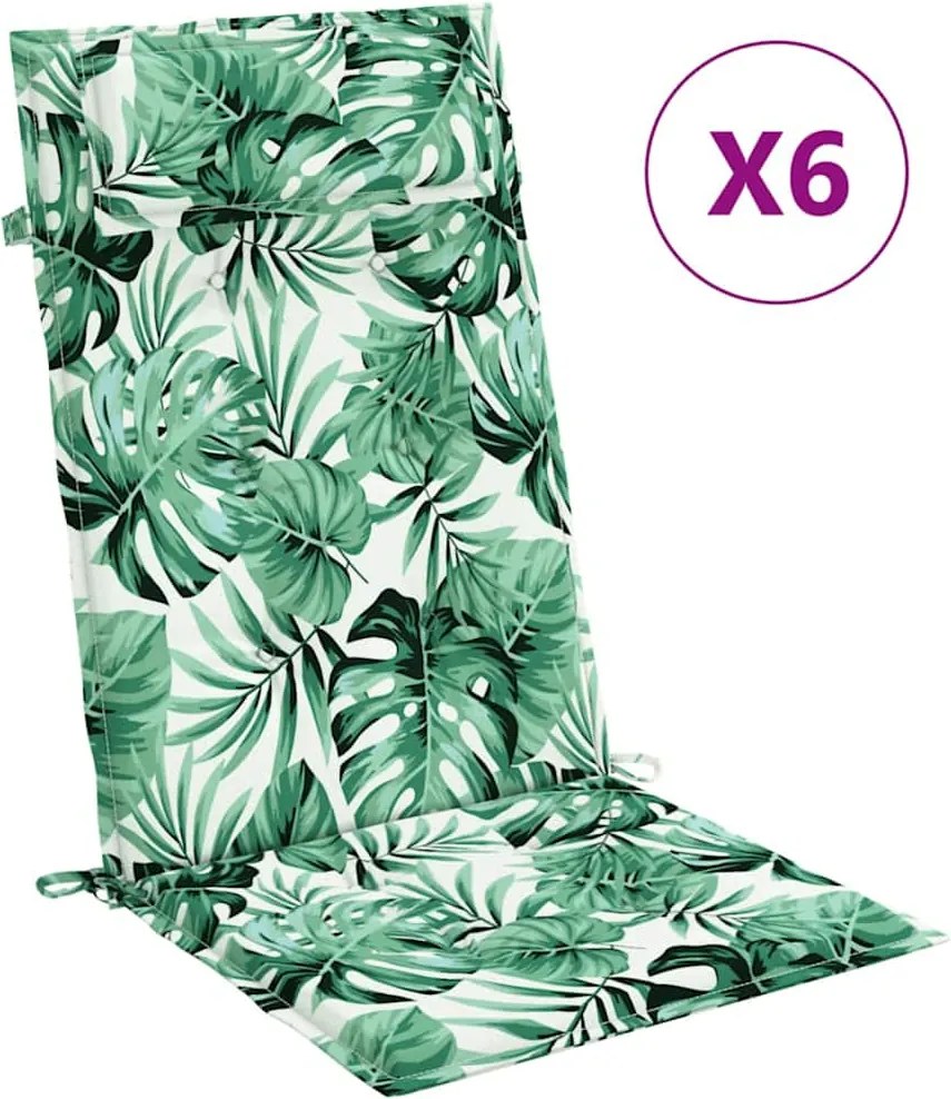 vidaXL Perne de scaun spătar înalt, 6 buc, model frunze, textil Oxford