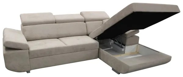 Colțar extensibil CASTELO, în formă de L, partea dreaptă, cu spațiu de depozitare, gri