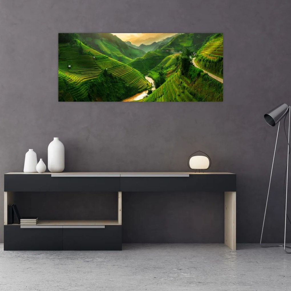 Tablou - Terase de orez Mu Cang Chai (120x50 cm)