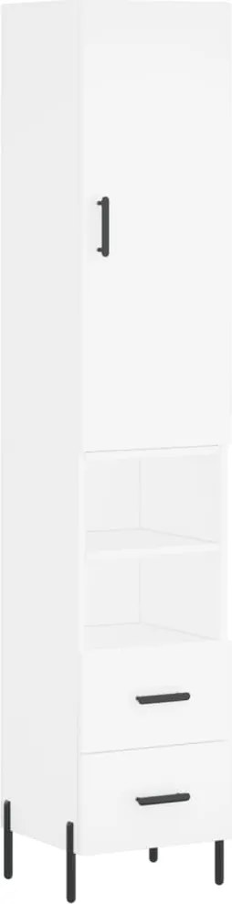 vidaXL Dulap înalt, alb, 34,5x34x180 cm, lemn prelucrat