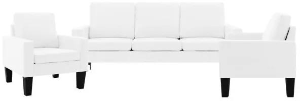 Set canapea, 3 piese, alb, piele ecologică