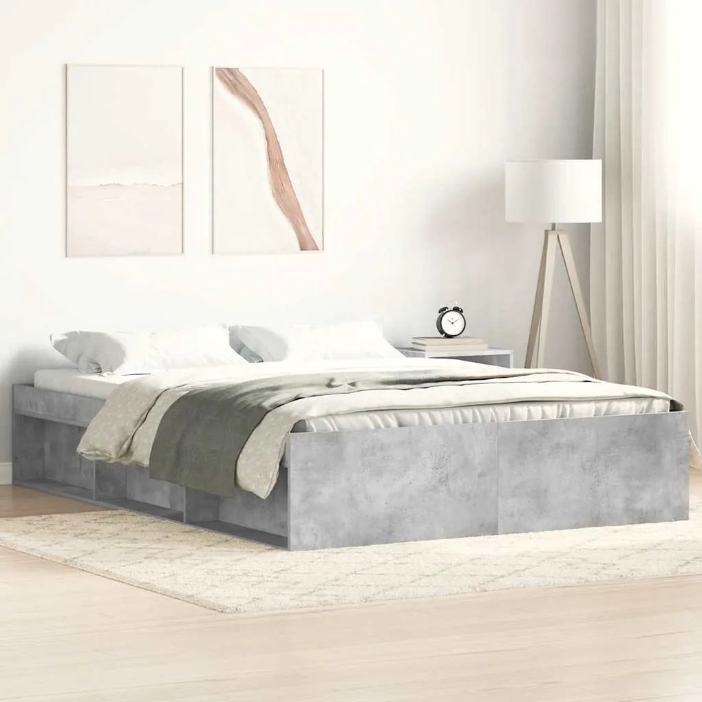 vidaXL Cadru de pat, gri beton, 140x200 cm