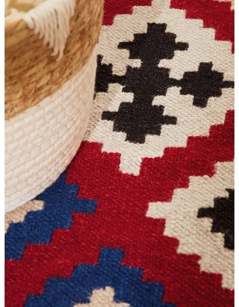 Covor tip traversă roșu reversibil, țesut manual din lână 60x190 cm Kamal Rami – Nouristan