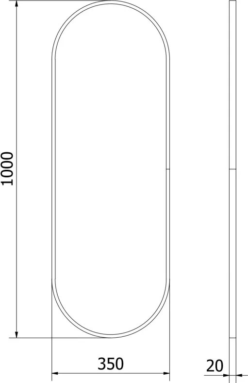 Mexen Loft oglindă baie ovală 100 x 35 cm, cadru negru - 9851-100-035-000-70