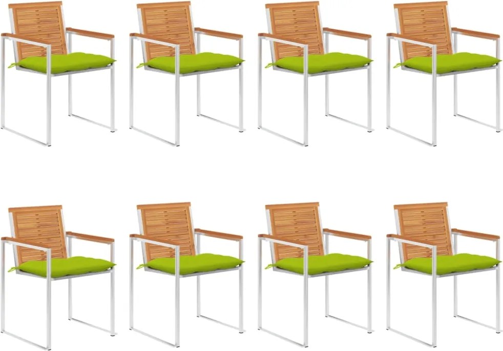 vidaXL Scaune de grădină cu perne, 8 buc., lemn masiv de acacia