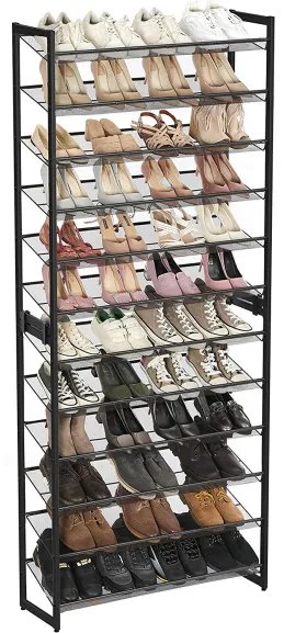 Suport Pentru Pantofi Cu 12 Niveluri, Rafturi Reglabile, Negru, 92.5 Cm