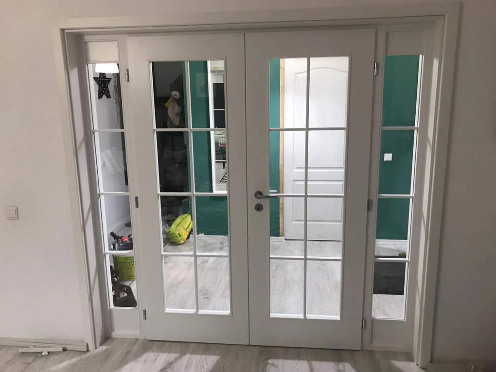 Usa de interior dubla cu pui   luminator lateral - VINTAGE 5.4 Clara, 260-350 mm, Stejar, Folie Decor