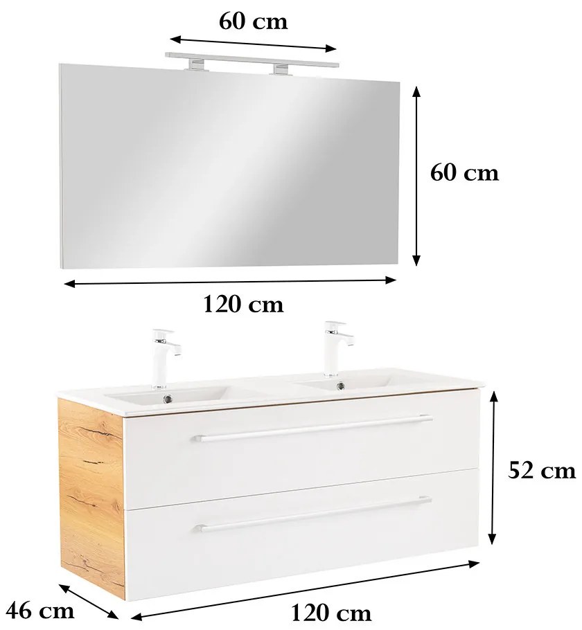 Mobilier complet de baie Vario Clam 120 stejar-alb