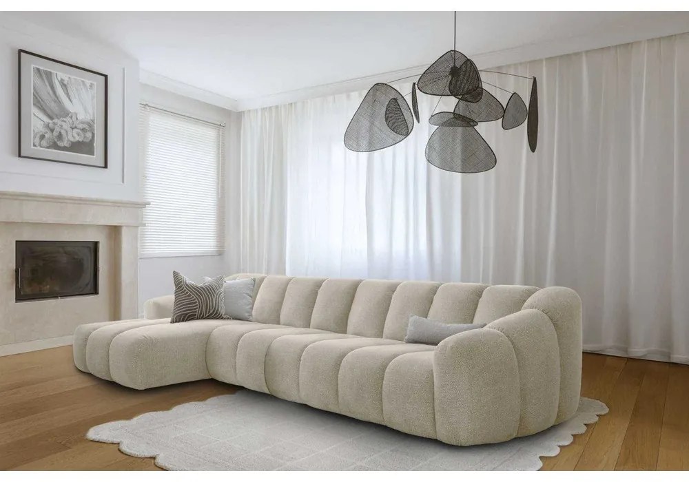 Colțar bej (cu colț pe partea stângă/cu șezlong) Shell – Miuform