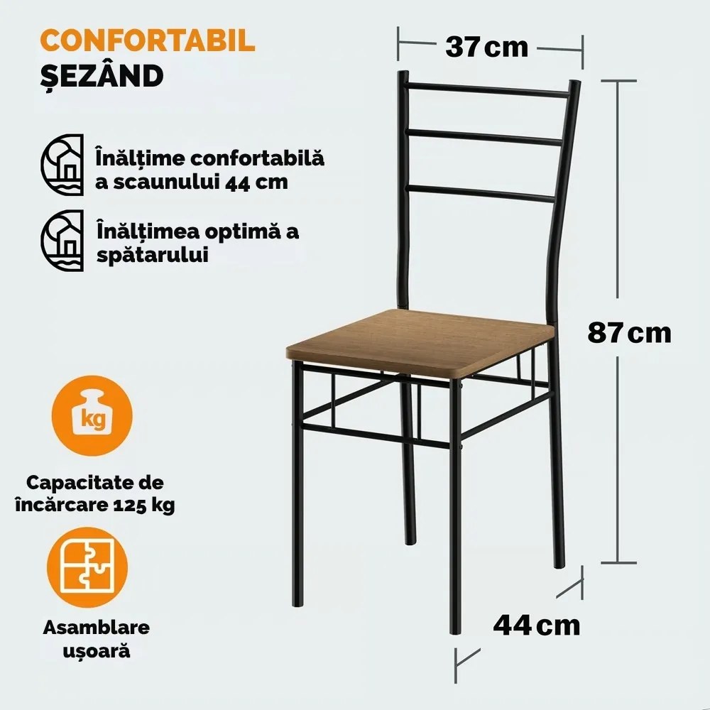 Set de masă LEO, 5 piese, negru/maro Casaria