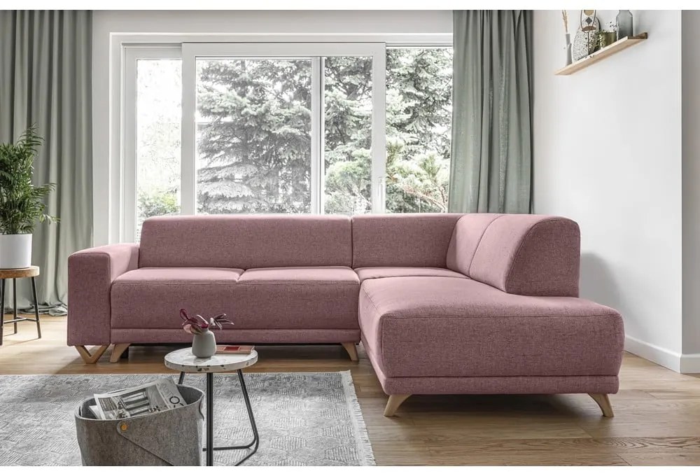 Colțar roz extensibil/cu spațiu de depozitare (cu colț pe partea dreaptă/în formă de ”L”) Classy Sophie – Miuform