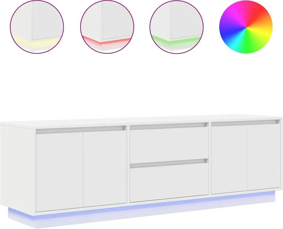 vidaXL Dulap TV cu lumini LED alb 160,5x41x50 cm