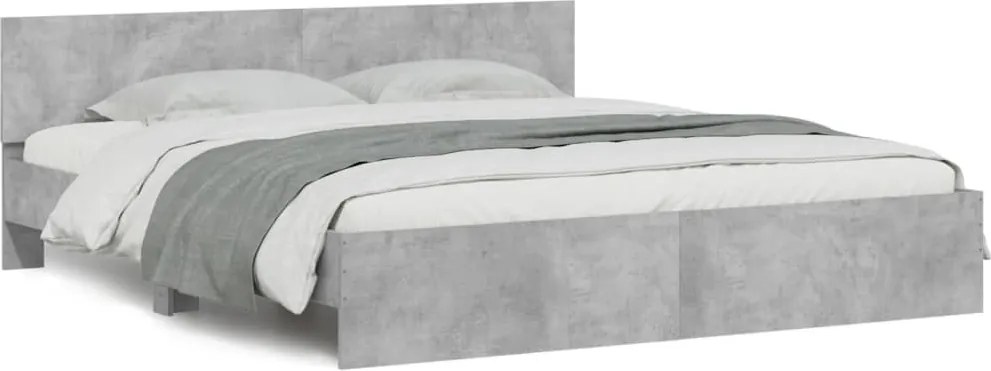 vidaXL Cadru de pat cu tăblie, gri beton, 200x200 cm