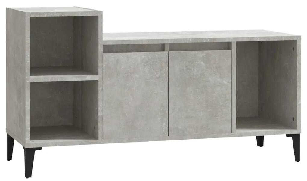 Comoda TV, gri beton, 100x35x55 cm, lemn prelucrat 1, Gri beton