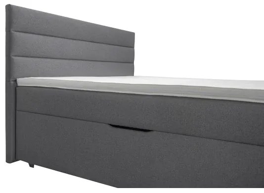 Pat tapițat NEW BOLERO 180x200 cm, gri, cu spațiu de depozitare și saltele cu topper