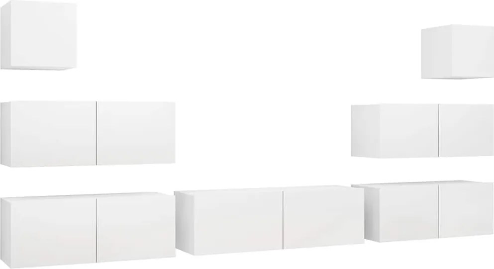 vidaXL Set dulapuri TV, 7 piese, alb, lemn prelucrat