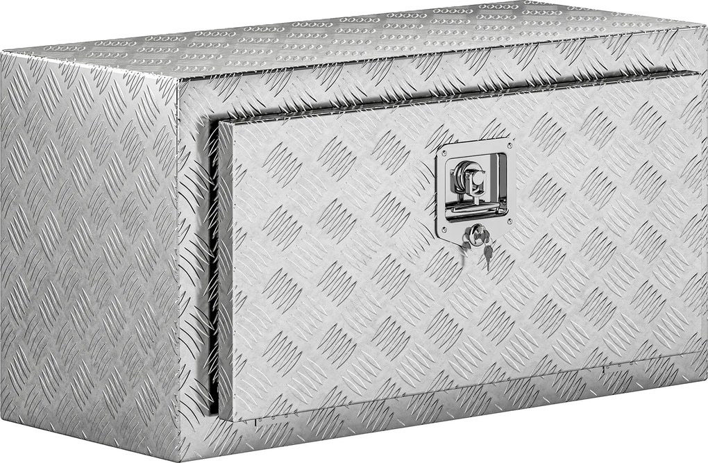 HOMCOM Cutie de Unelte din Aluminiu cu Încuietoare și 2 Chei, Cutie de Depozitare 96L, Rezistentă și Impermeabilă, pentru Pick-Up, Camper, Remorci, 76,2x35,5x40,6cm, Argintiu | Aosom Romania