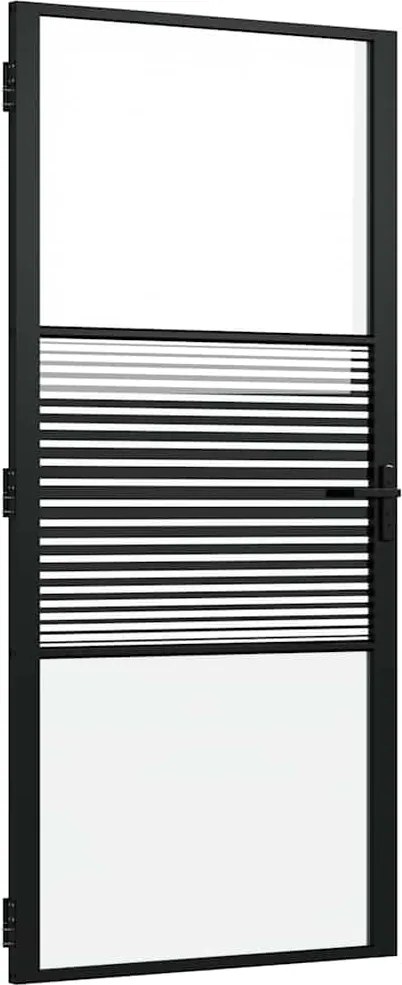 vidaXL Ușă de sticlă Dungi Negru 76 x 3.5 x 201.5 cm Aluminiu