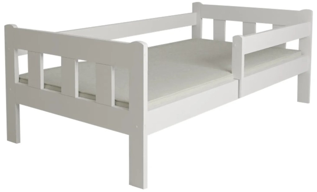 Pat pentru copii NESTY 90 x 200 cm, alb Saltele: Cu saltele Somnia 18 cm, Somiera pat: Cu lamele curbate