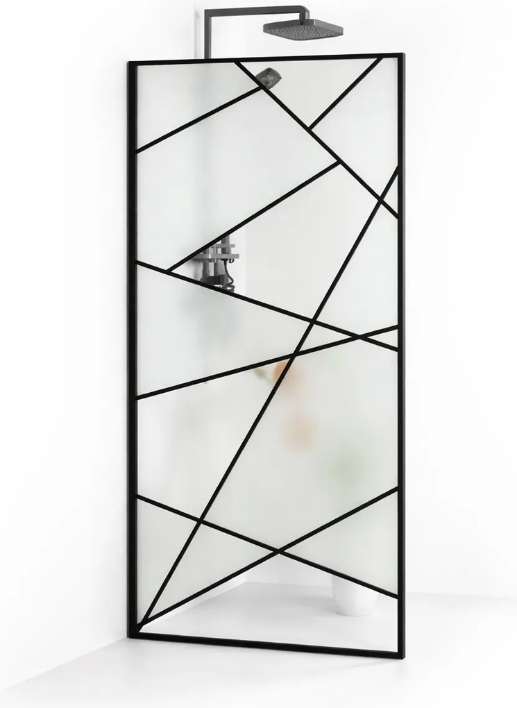 Paravan dus walk-in sticla securizata 8 mm Laser Black 90x190