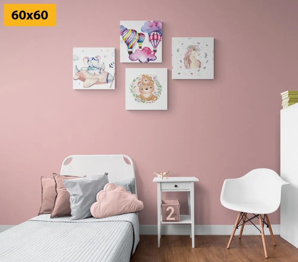 Set tablouri pentru copii în culori delicate