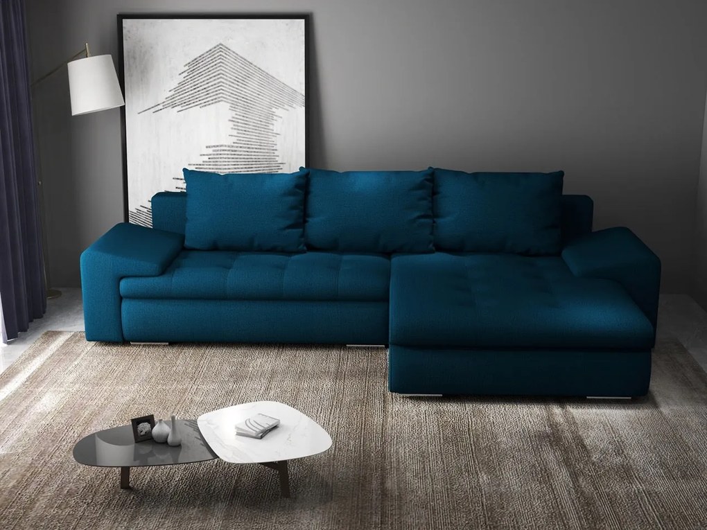 Colțar extensibil dumonde cu ladă de depozitare si sezut confortabil din spuma high-density, Leonardo Enjoy Petrol 260x185 cm II