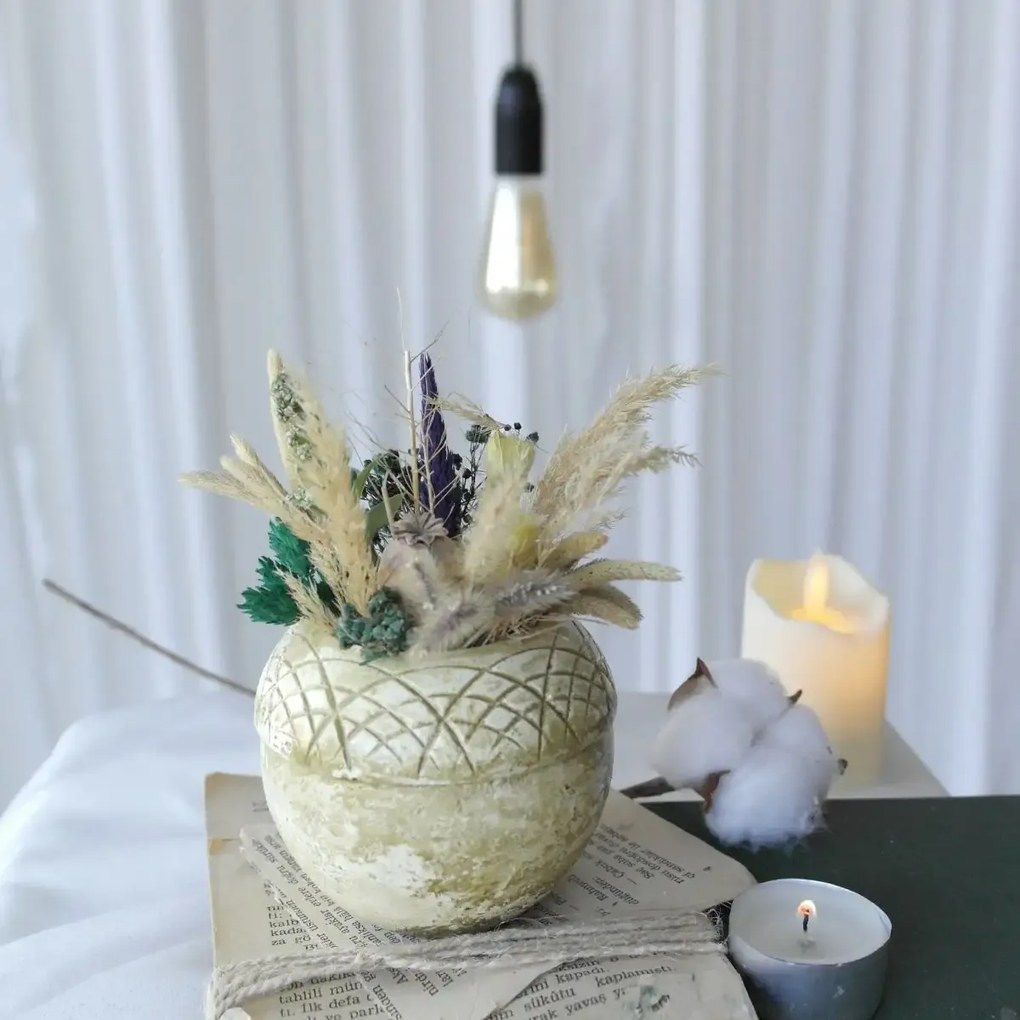 Ghiveci decorativ cu flori artificiale, homs seria A620,17x5.5x9 cm,30363