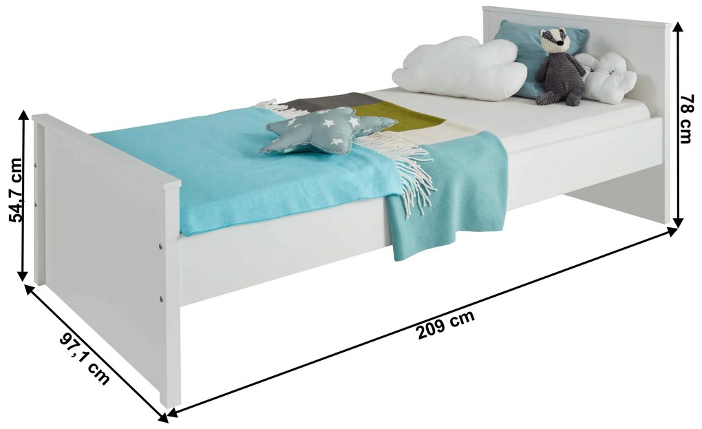 Pat de o persoană 90 cm Otis 90 (alb). 1065254