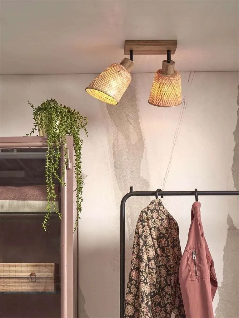 Plafoniera eco din bambus Java 2-Shade nat/15x17, nat