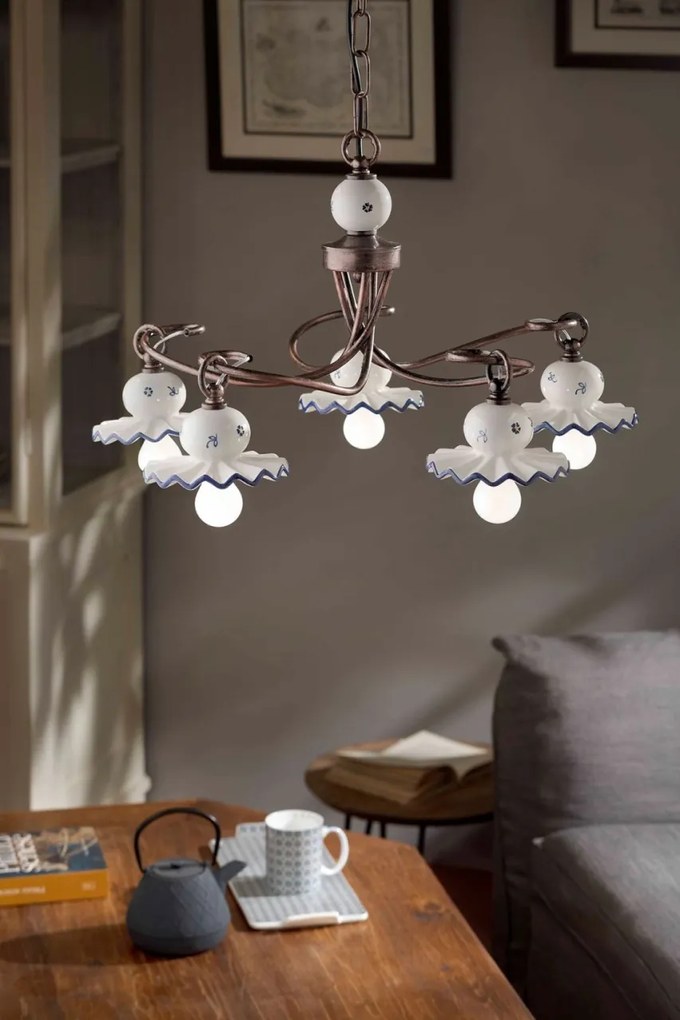 Candelabru cu 5 brate design clasic realizat manual din ceramica ROMA